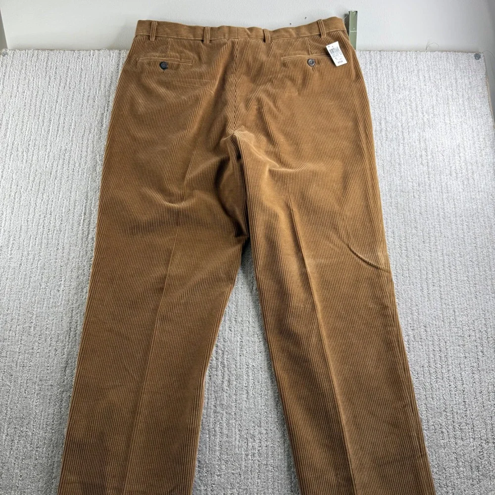 Ermenegildo Zegna Corduroy Pleated Trousers Mens Size 42 Brown Raw Hem